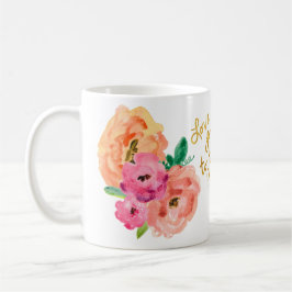 Ame-o à caneca floral da lua e da parte traseira