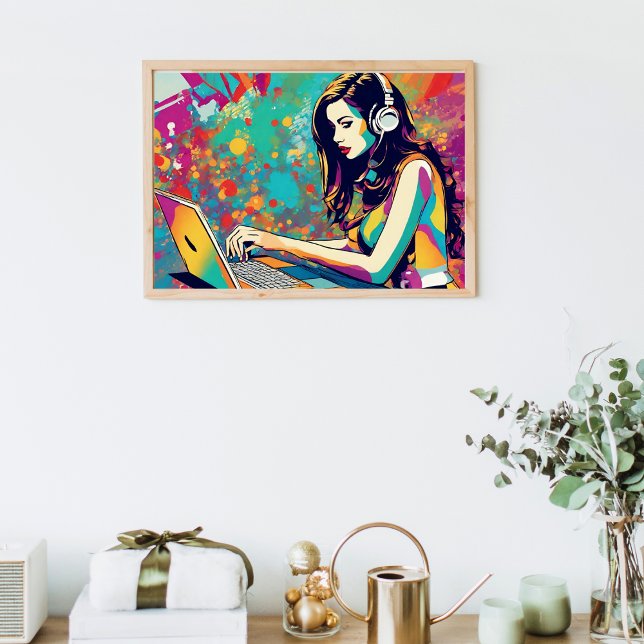 Ame o meu computador Pop Art Poster (Love My Computer Pop Art Poster)