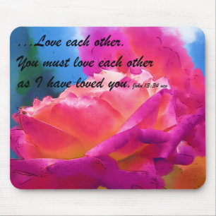 Ame o Próximo Água-forte Rosa Florir Mouse Pad