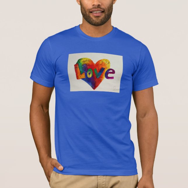 Ame Rainbow Heart Glitter Word T-Shirt (Frente)