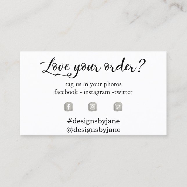 Ame seu pedido Cartão de Inserção para Pequenas Em (Frente)