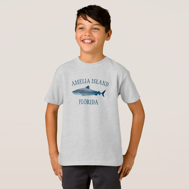 Amelia Island Shark Kid T-Shirt (Frente Completa)