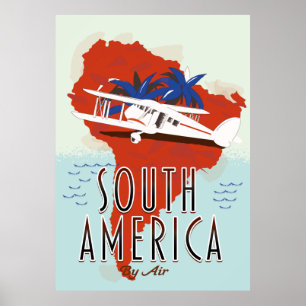 América do Sul por poster de viagens Aéreo