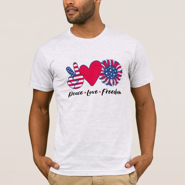 América. Paz. Amor. Liberdade. Camiseta (Frente)