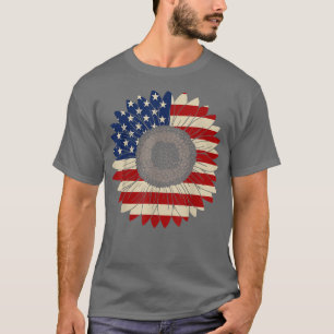 América Sunflower Usa Flag T-Shirt