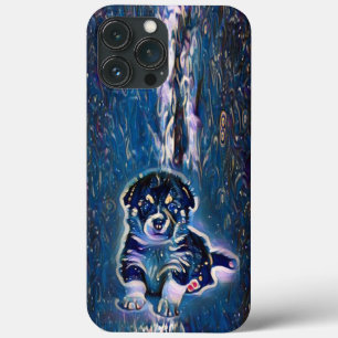 American Akita Puppy Blue Starry Night