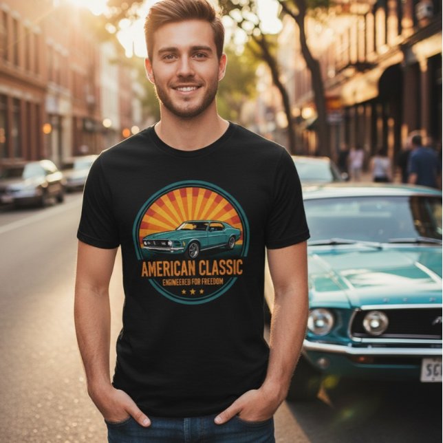 American Classic Muscle Car Retro T-Shirt (Criador carregado)