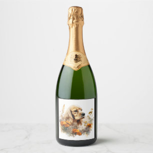 American Cocker Spaniel com flores selvagens 2