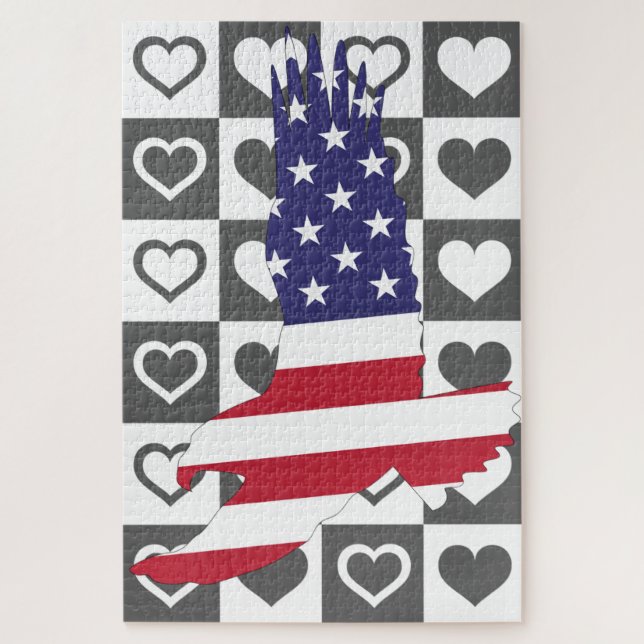 American Eagle Flag Jigsee Quebra-cabeça Hearts (Vertical)