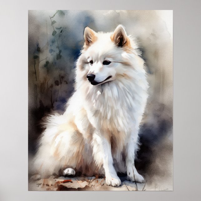 American Eskimo Dog Art Impressão Poster (Frente)