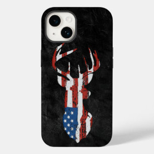 American Flag Deer on Leather