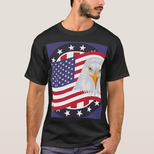 American Flag Eagle Graphic T-Shirt (Frente)