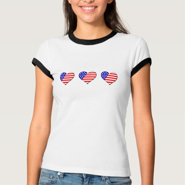 American Flag Heart Ladies T-Shirt (Frente)
