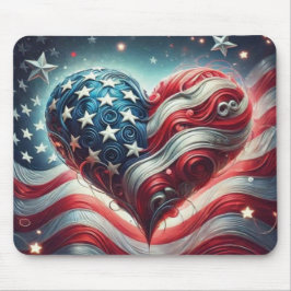 American Flag Heart Mouse Pad – Patriotic Desktop