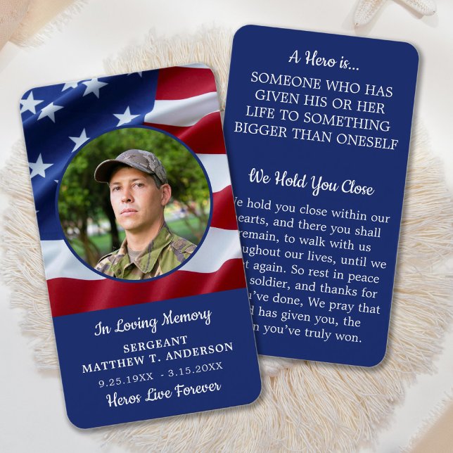American Flag Memorial Fallen Soldier Prayer Card (Criador carregado)