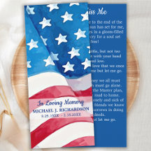 American Flag Memorial Prayer Funeral Bookmark