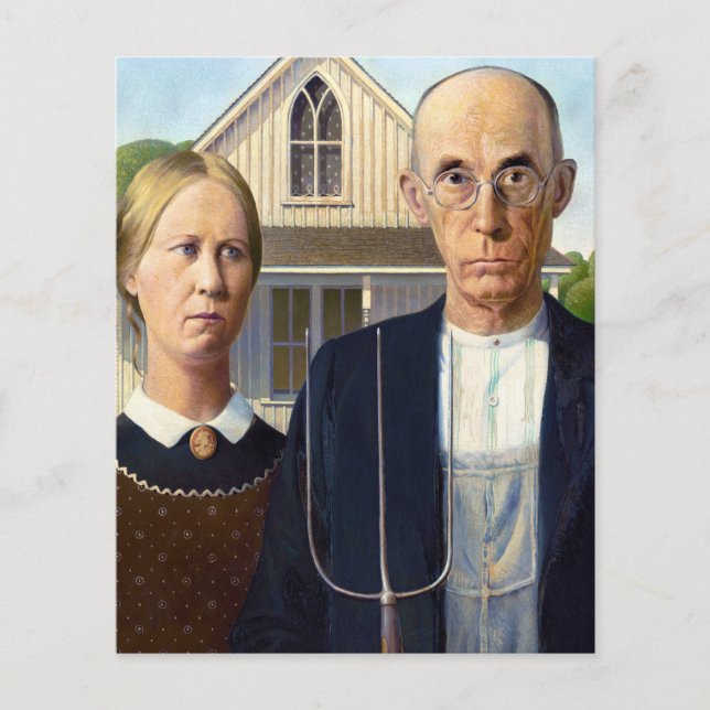 American Gothic Classic Painting Grant Wood (Frente)