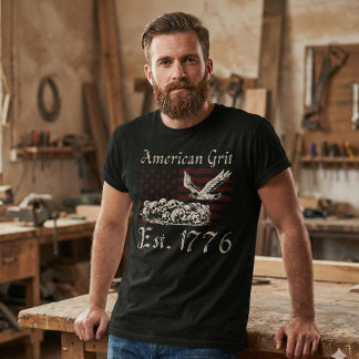 American Grit Est 1776 Eagle  Black T-Shirt