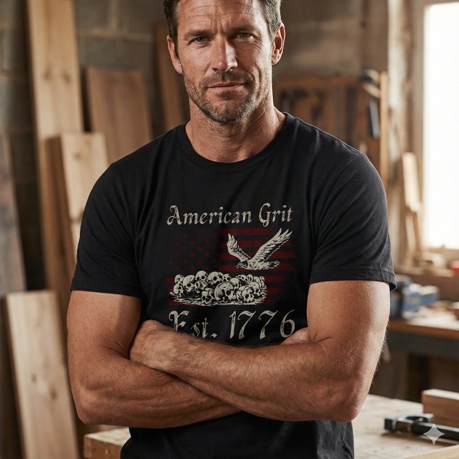 American Grit Est 1776 Patriotic Men's T-Shirt (Criador carregado)