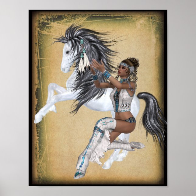 American Indian Princess and Horse Poster (Frente)