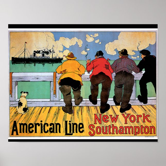 American Line New York para Southampton Poster (Frente)