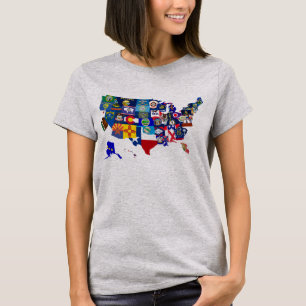 American Map State Flags Mosaic Camiseta