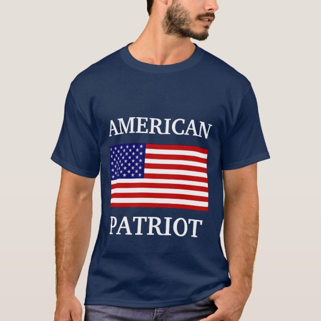 American Patriot Flag Mens Blue T-shirt Marinho (Frente)