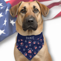 American Paw Star Padrão Red White Blue Pet Nome