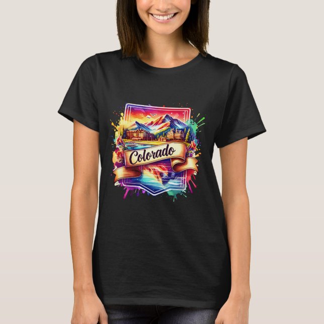 American State Map T-Shirts - Colorado USA map (Frente)