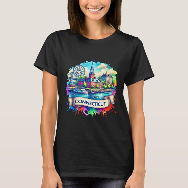 American State Map T-Shirts - Connecticut USA map (Frente)