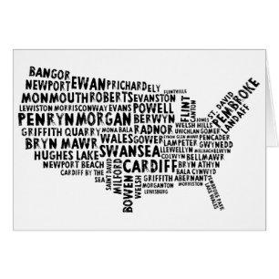 American Welsh Place Names - Cartão de Mapa