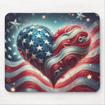Americano Bandeira do Coração Mouse Pad – Desktop