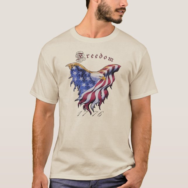 Americano Eagle, t-shirt básico da liberdade (Frente)