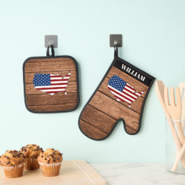 Americano Flag Wooden Modern Personalizado