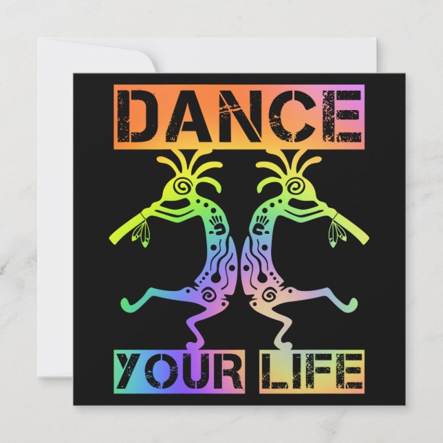 Americanos nativos Kokopelli - Dance sua vida 4 (Frente)