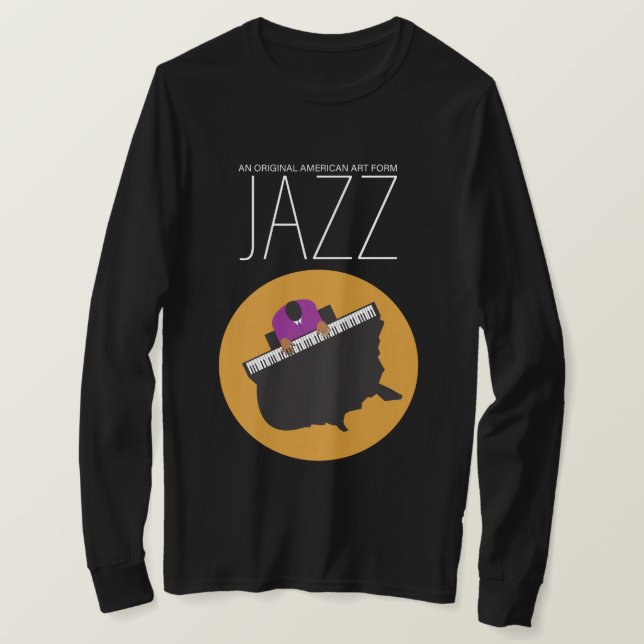 AmeriJazz Basic Long Sleeve BLK T-Shirt (Frente do Design)