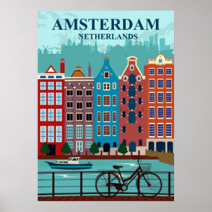 Amesterdã - Poster de viagens dos Países Baixos