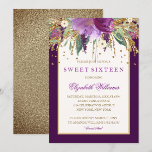 Ametist Floral Roxo Doce 16 Convite