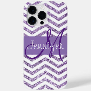 Ametist Glitter Chevron, preto e branco Monograma