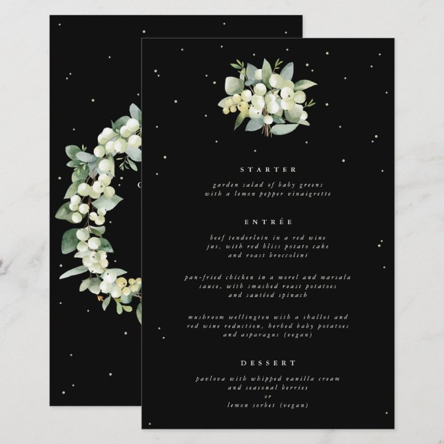 Amieixa Preta + Eucalipto Cardápio de Casamento de (Frente/Verso)