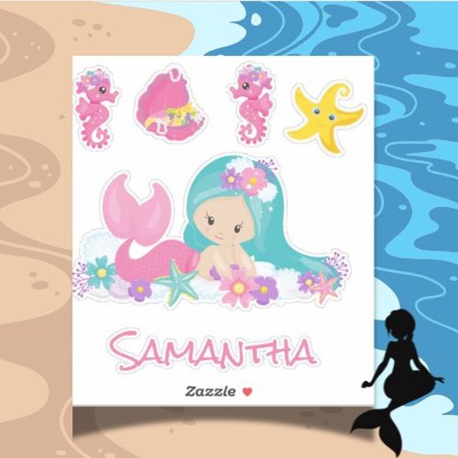 Amigas do Mar Rosa Sereia Adesivo (Brighten your day with the Mermaid Pink Sea Friends sticker)