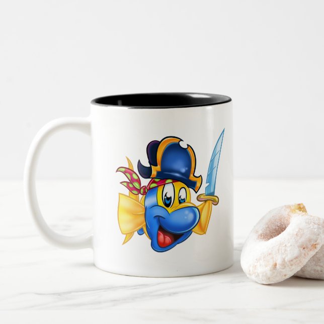 AmigoPeixe caneca de café com peixe-pirata de dese (Com Donut)