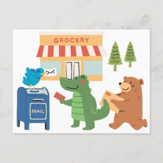 Amigos Animais no cartão postal da Caixa de Correi