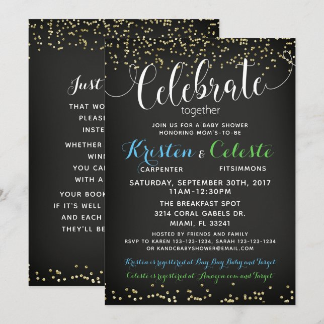 Amigos Conjuntos de Convite para Chás de fraldas d (Frente/Verso)