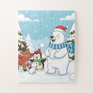 Amigos de Neve de Inverno Quebra-Cabeça Infantil