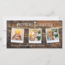 Amigos e cacau beijos Snowman 3 Cartões com fotos