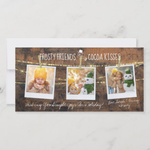 Amigos e cacau beijos Snowman 3 Cartões com fotos