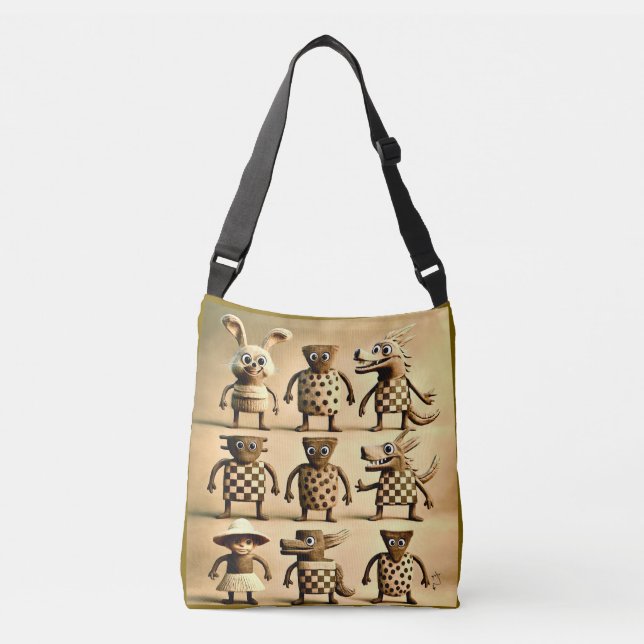 Amigos Estranhos – Bolsa Tote Família de Criaturas (Frente)