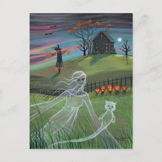Amigos Fantasmas Cartão Postal de Halloween (Frente)