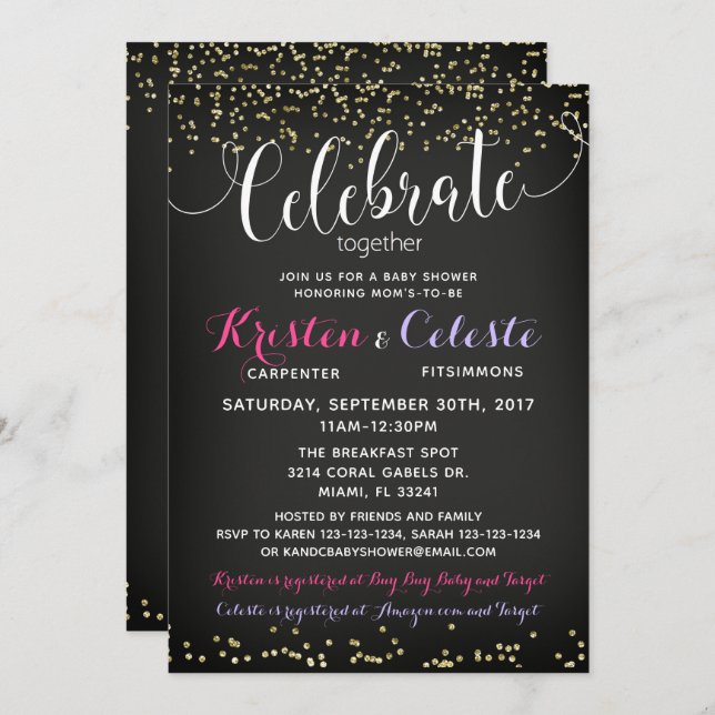 Amigos juntos de convites para Chás de fraldas de  (Frente/Verso)